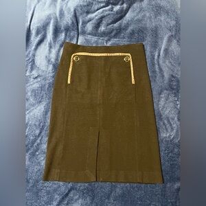 Tory Burch Black Pencil Skirt with Gold Trim